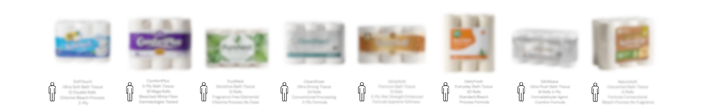 Illustration of assorted toilet paper packages, examples of household products Unplastic Labs investigates.