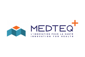 Medtec logo with open book, orange plus sign, and text