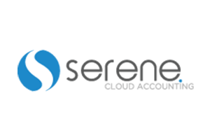 Serene Cloud Accounting logo with a blue cloud and the website name