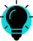 Icon of a light bulb with lines indicating it is turned on