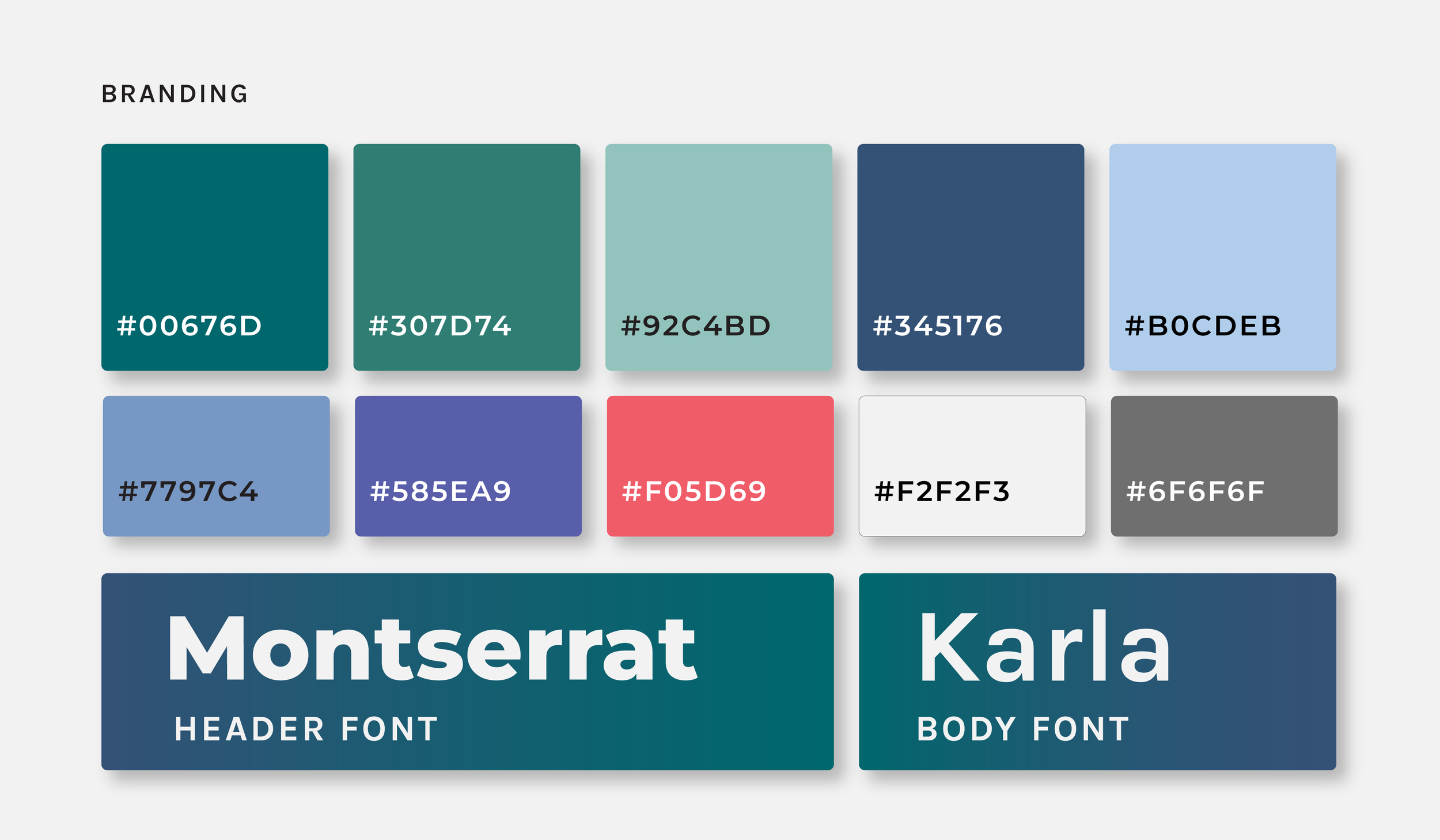Business Resource Center color palette swatches with hex codes and font selections for branding.