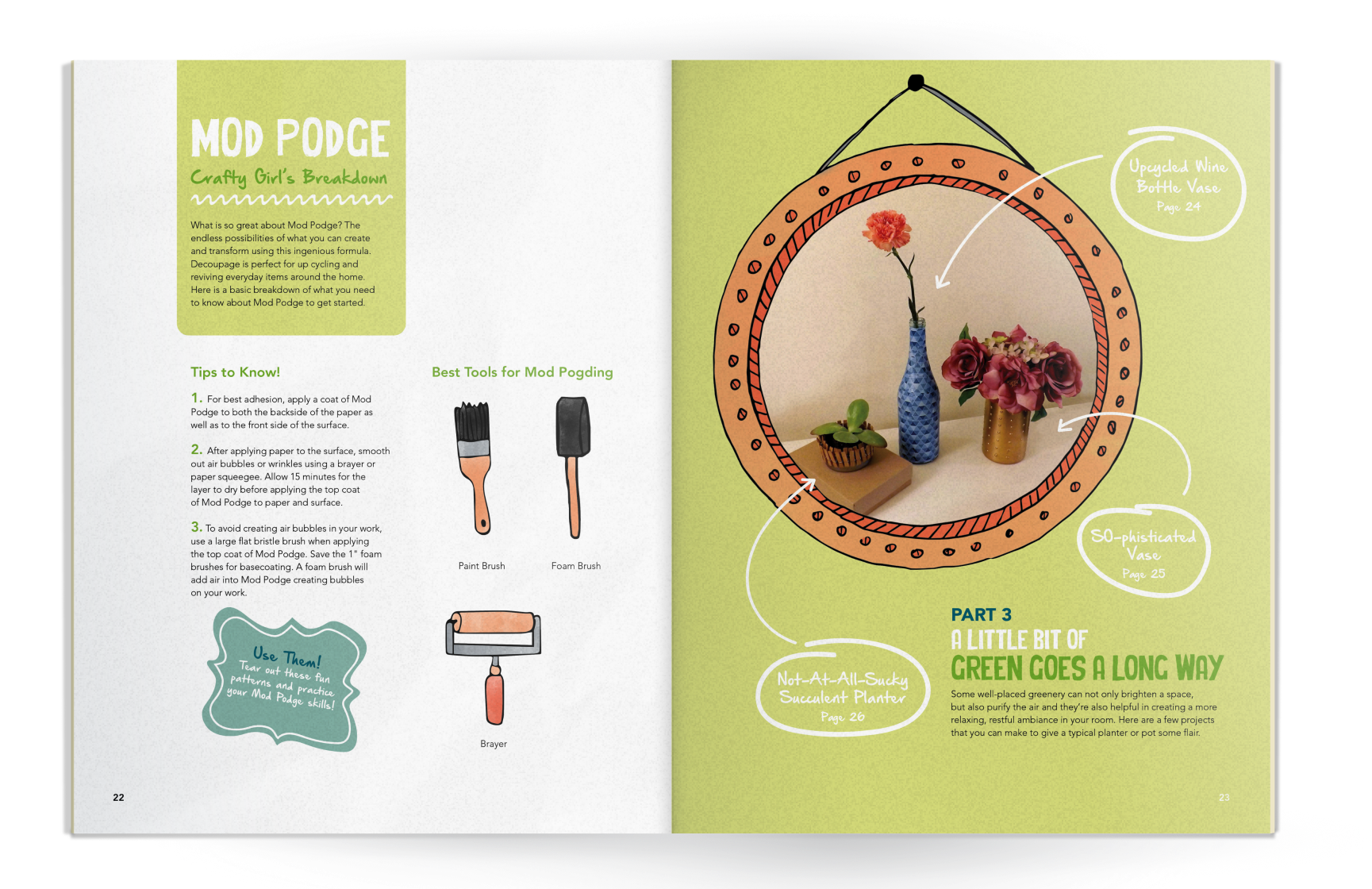 Using mod podge page spread 