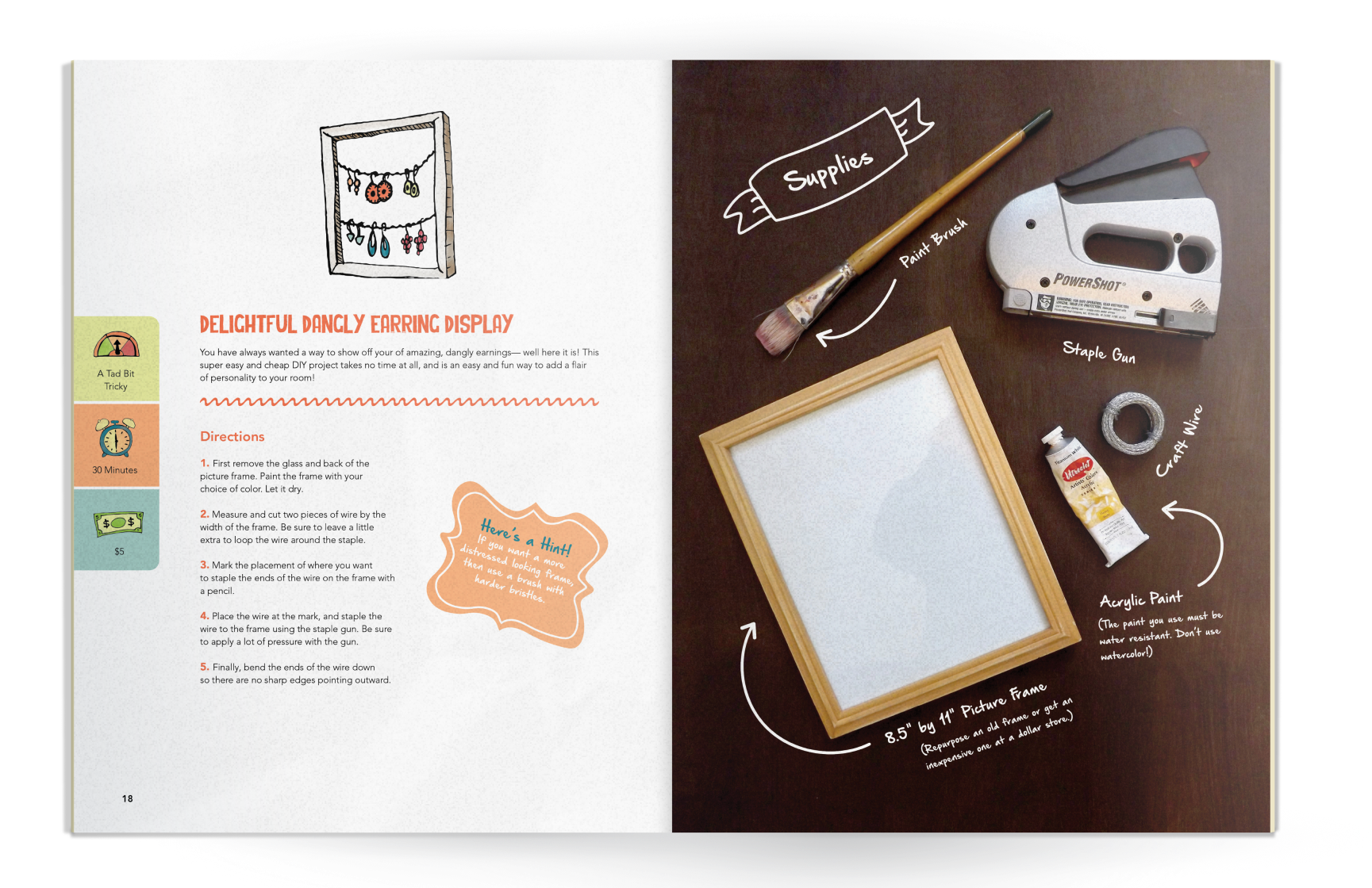 Earring display project page spread 