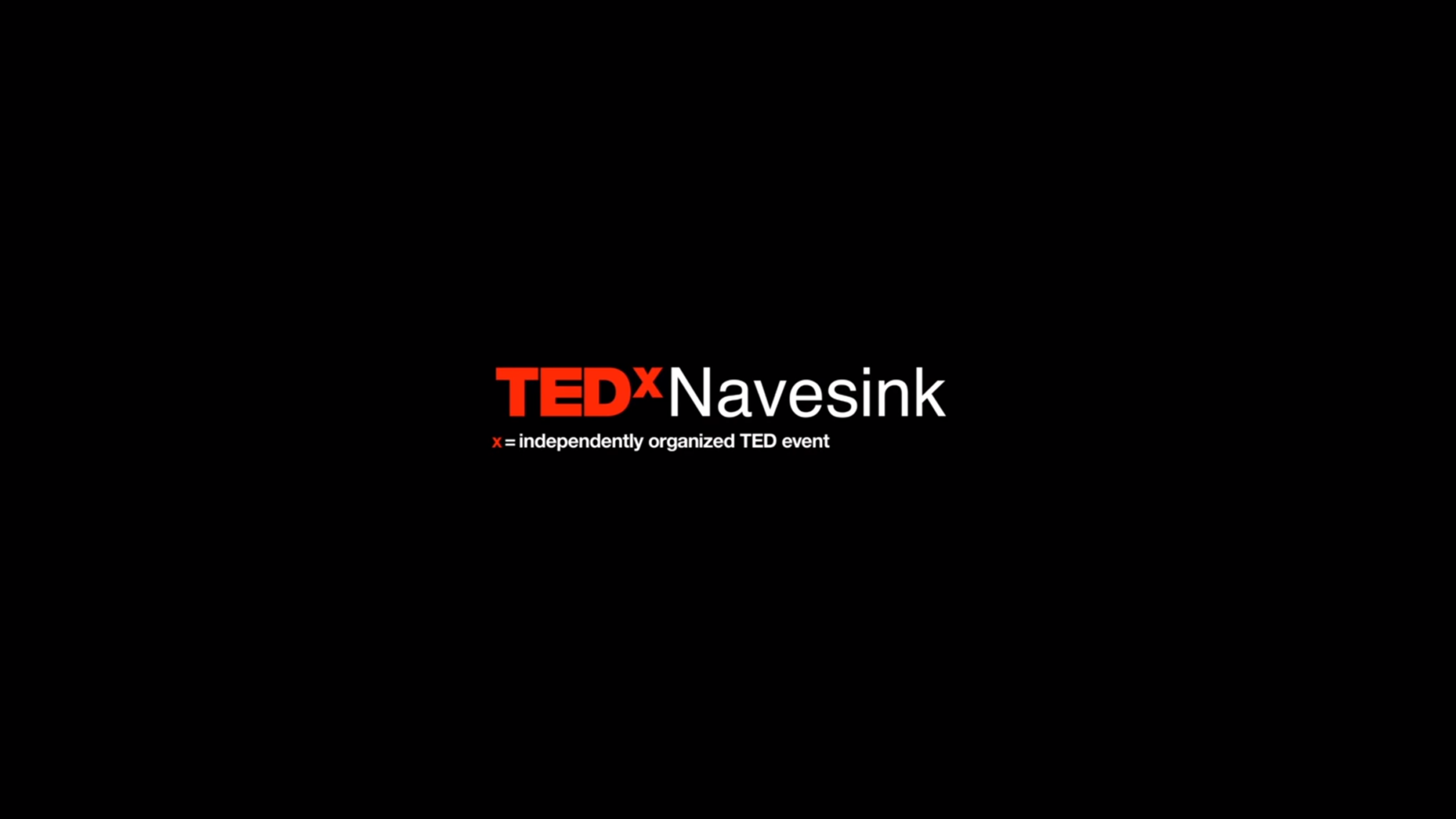 TEDx Navesink event poster with black background, red 'TEDx' text, and white 'Navesink' text, including a note that 'x' stands for independently organized TED event.