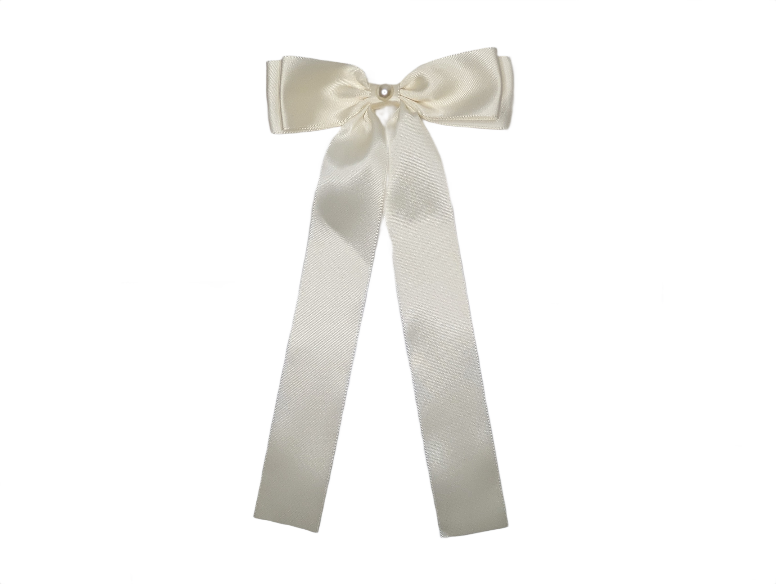 Luxury Pearl Centre Satin Bow Clip