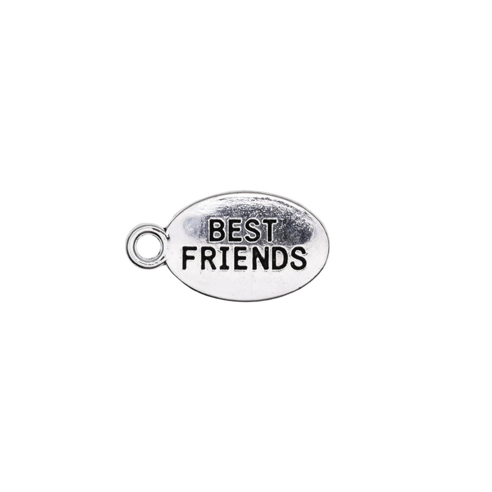 Antique Silver Oval Shape Best Friends Charms