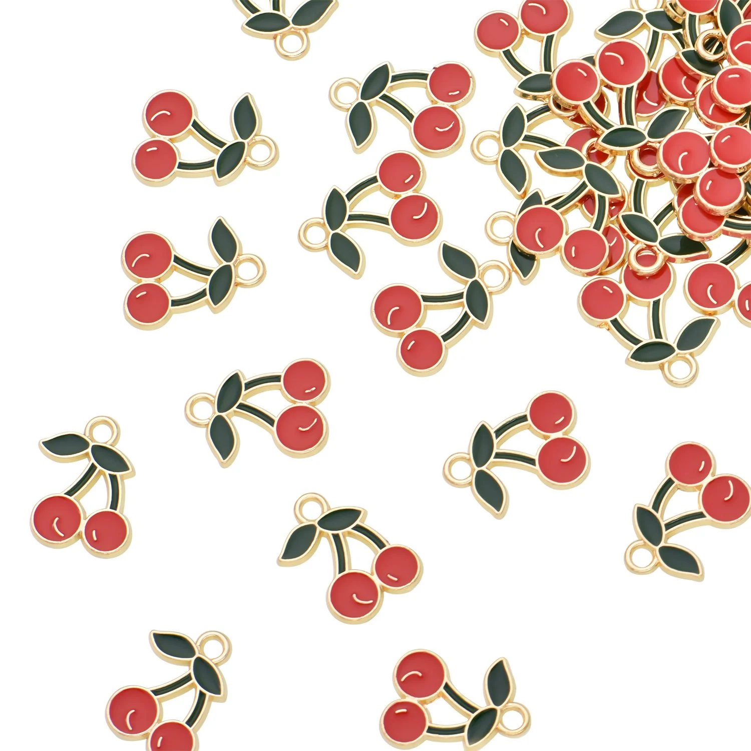 Color Enamel Cherry Charms