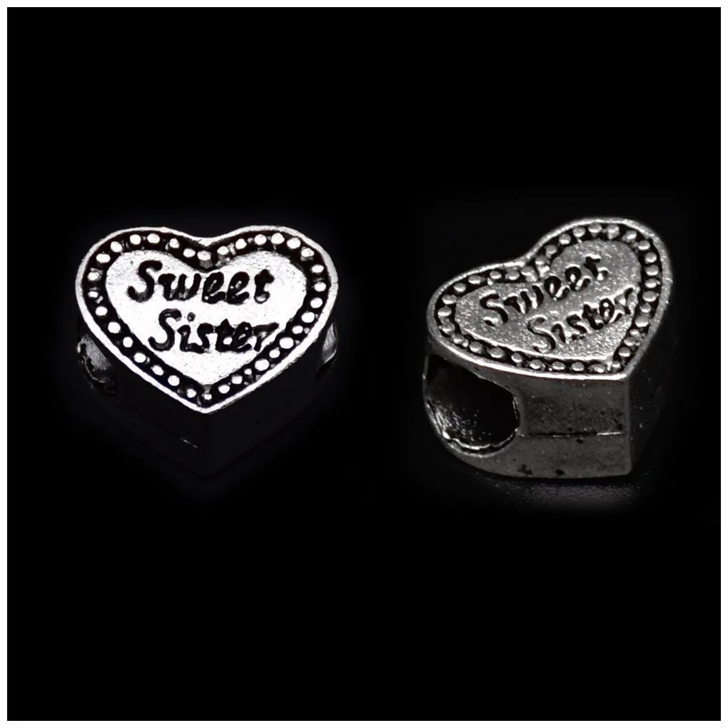 Sweet Sister Heart Tibetan-style Silver Loose Spacer Beads