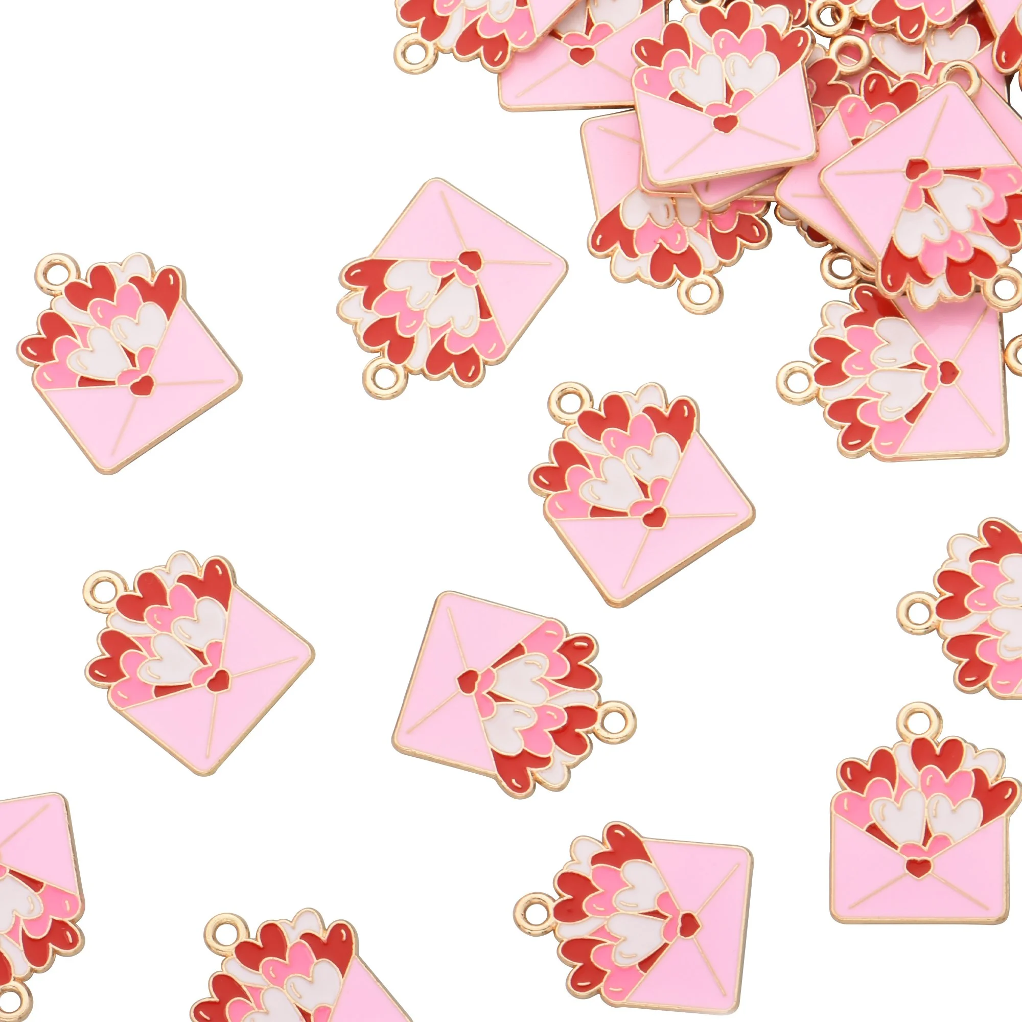 Color Enamel Envelope with Hearts in Charms