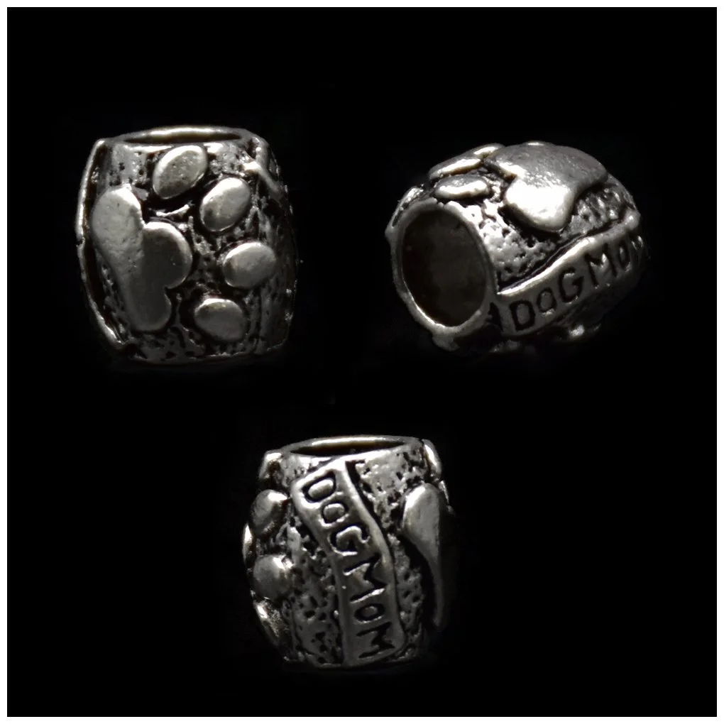 Dog Paw Cylinder Shape Tibetan-style Silver Loose Spacer Beads