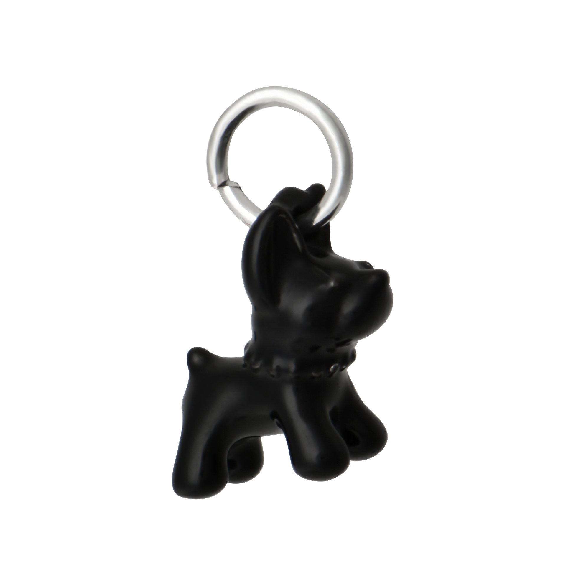 3D Color Enamel Black Dog Charms