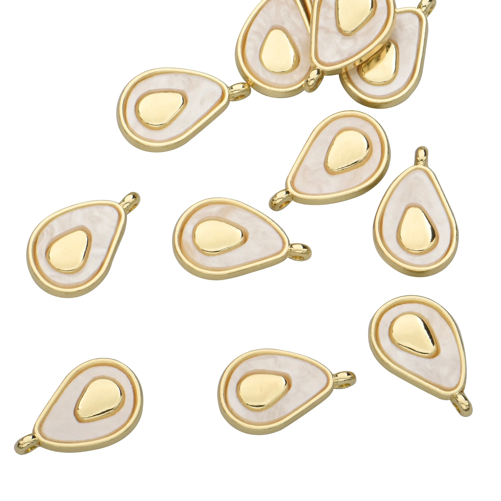 Carved Shell Avocado Pendant Charms