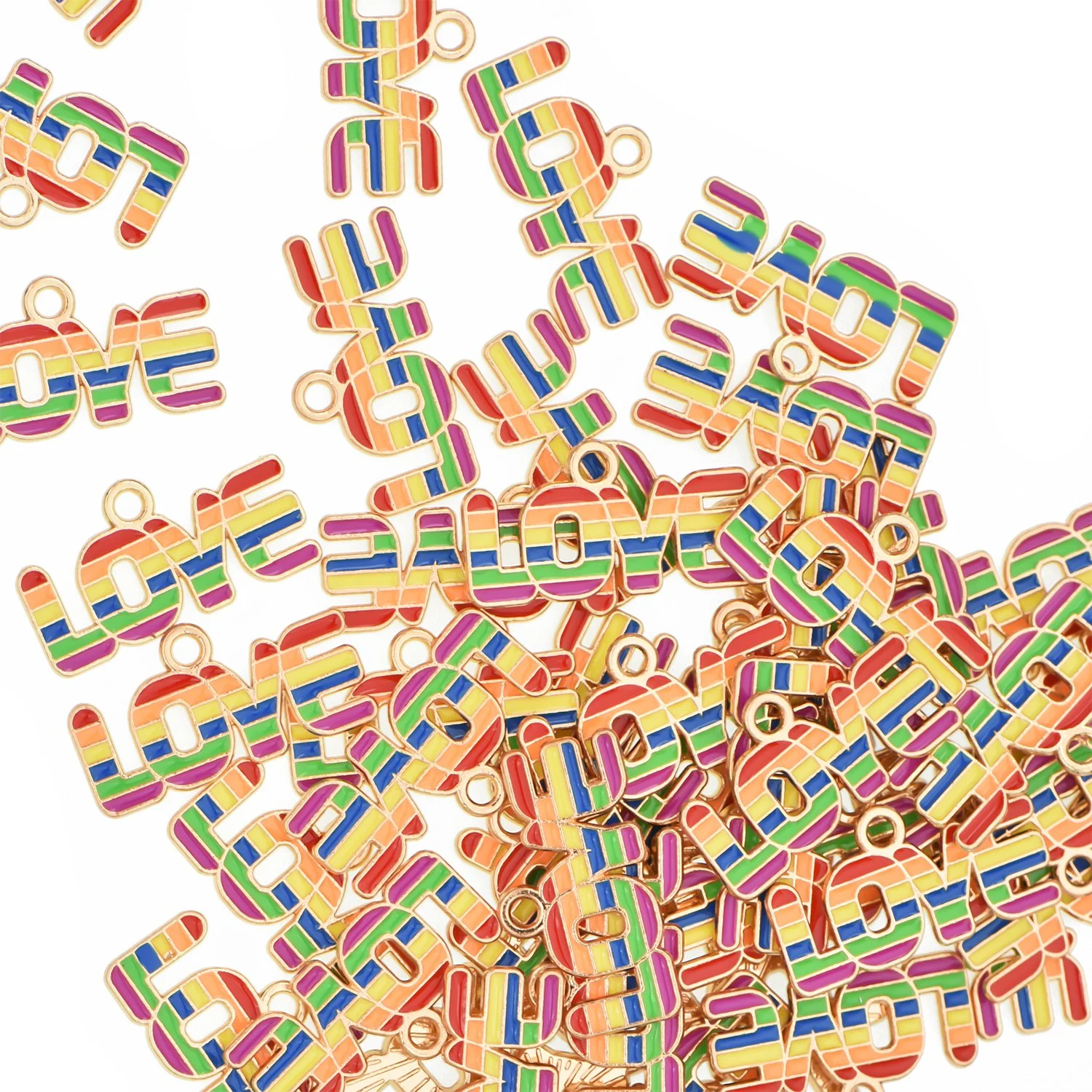 Color Enamel Rainbow LOVE Charms