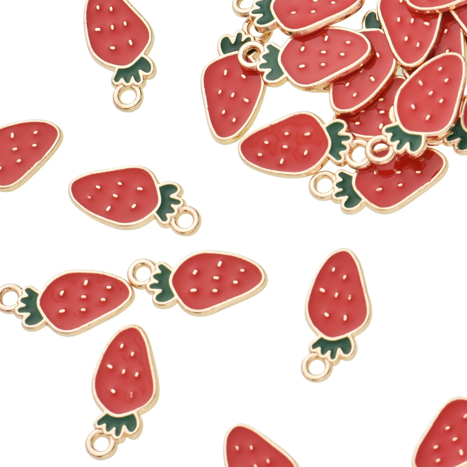 Color Enamel Strawberry Charms