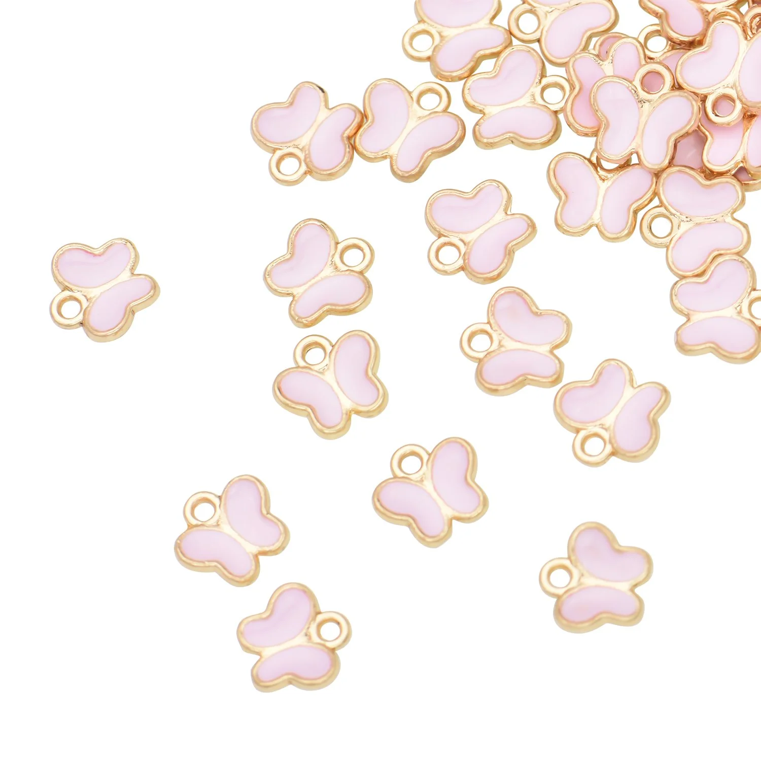 Color Enamel Pink Mini Butterfly Charms