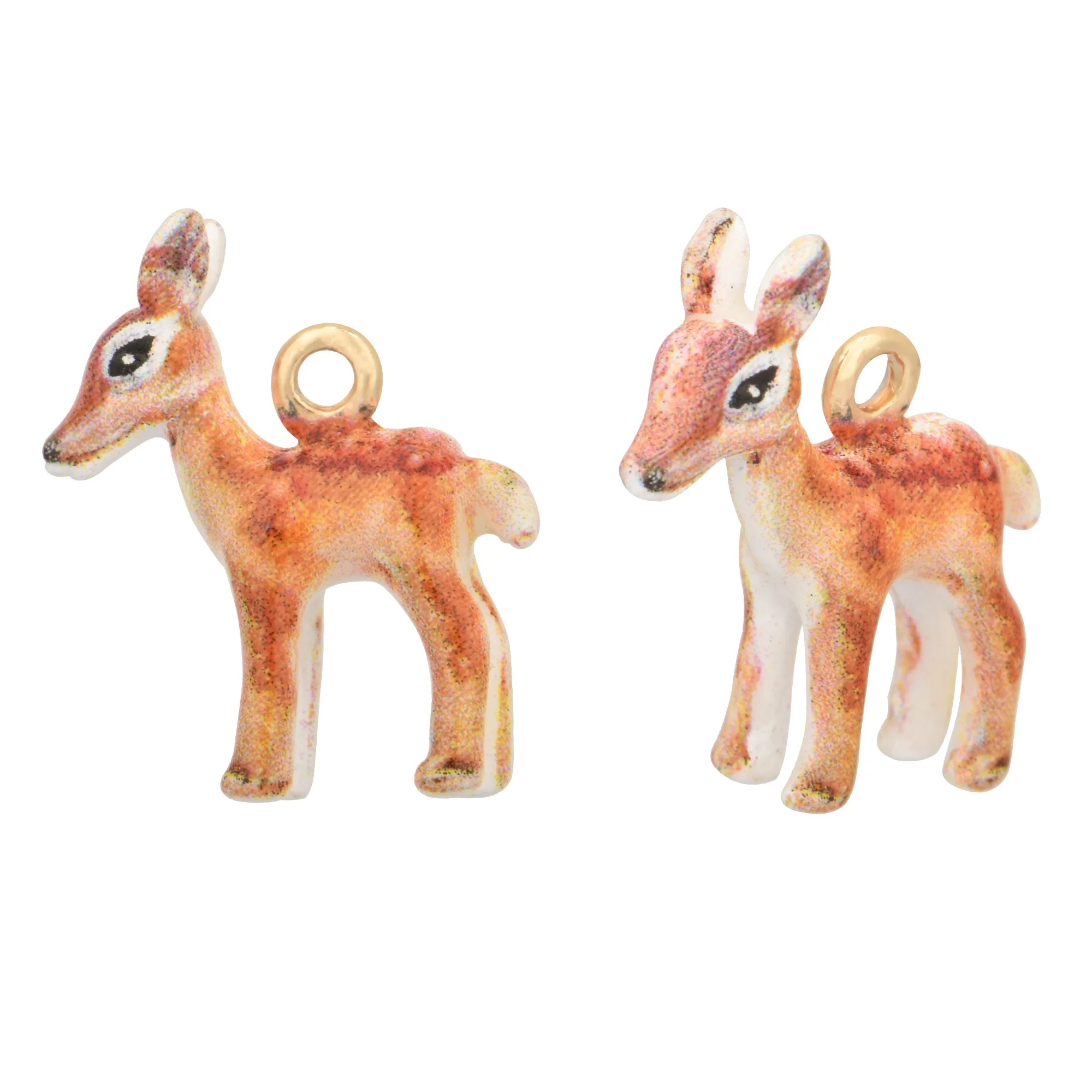 3D Color Enamel Baby Deer Charms