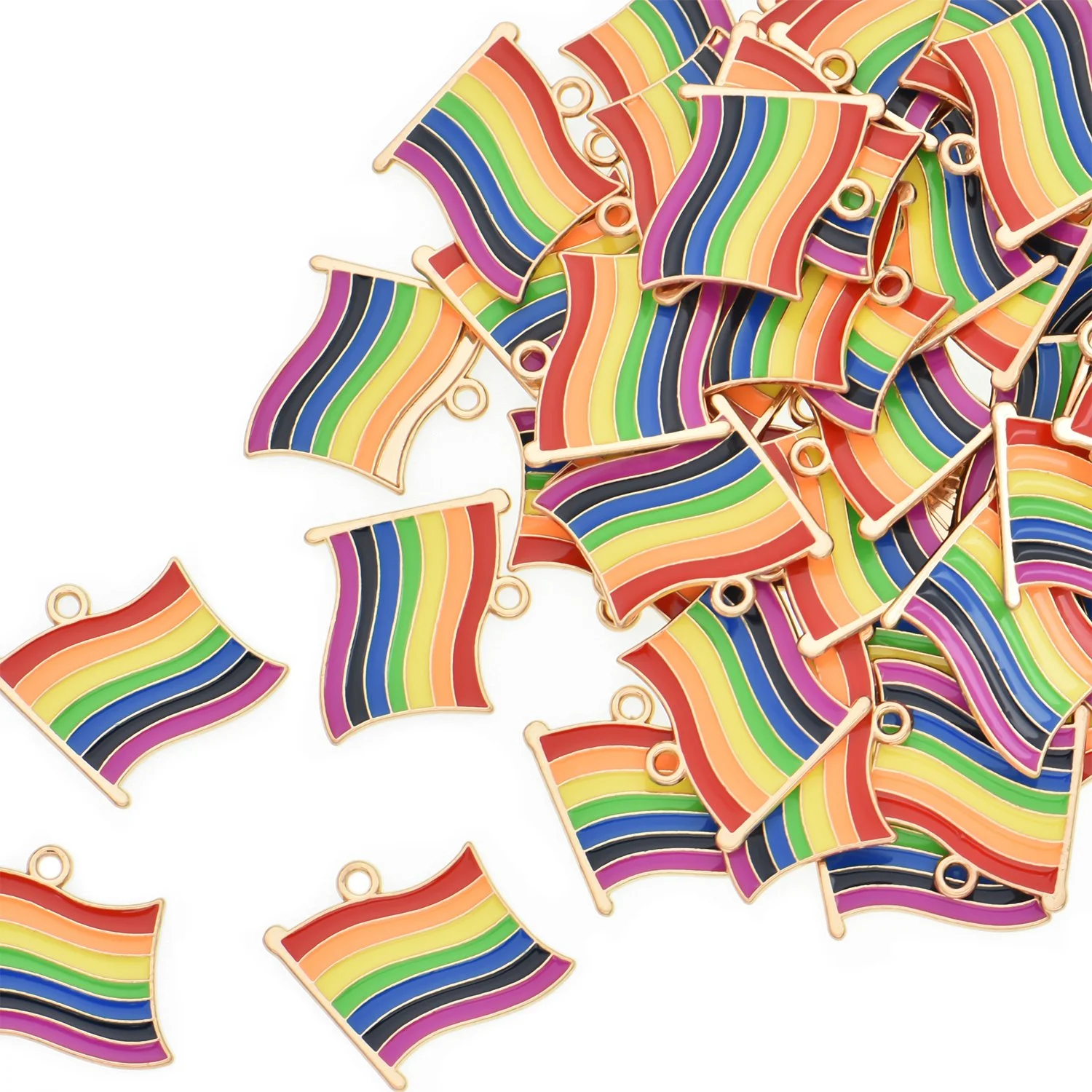 Color Enamel Rainbow Flag Charms