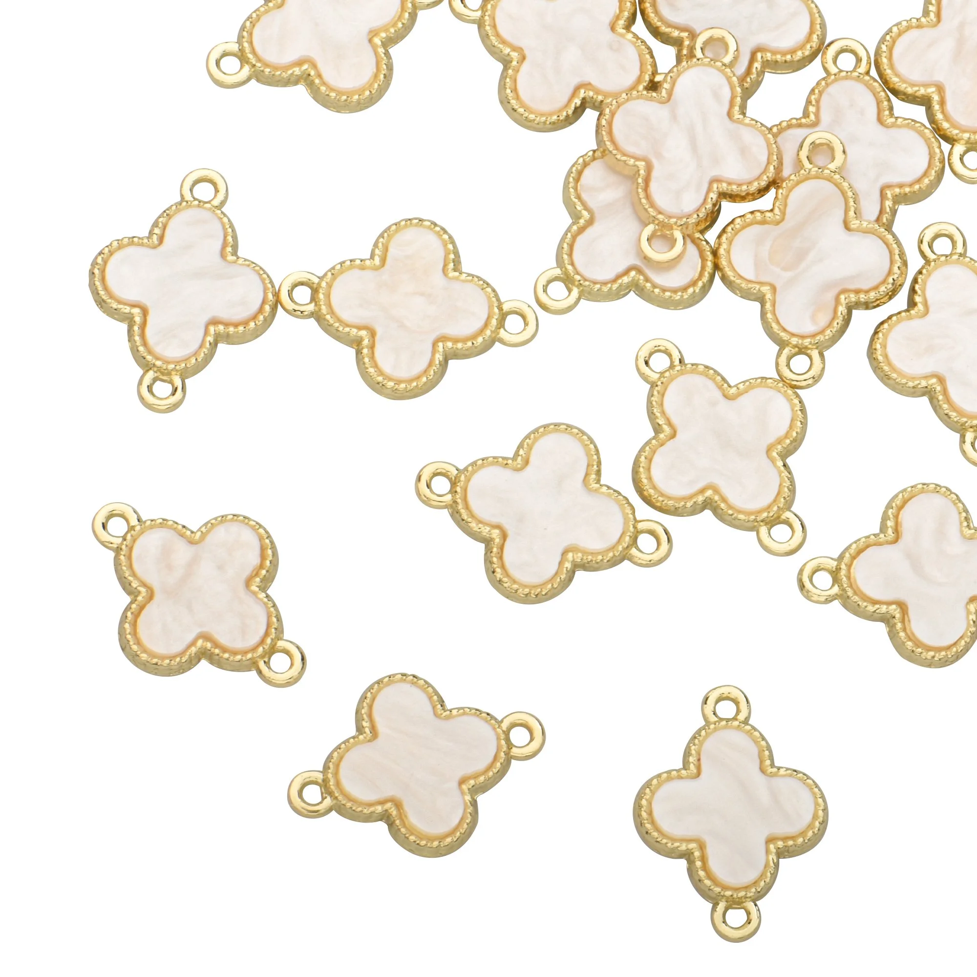 Carved Shell Clover Shape Pendant Charms