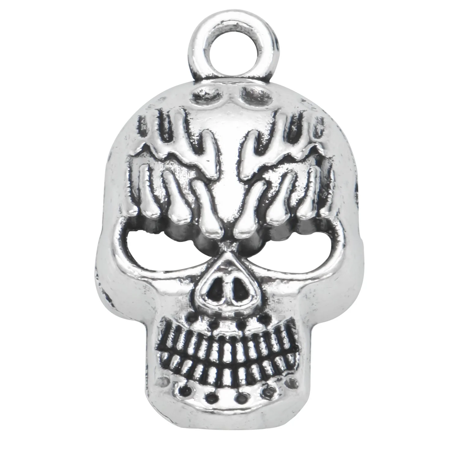 Antique Silver Fire Skull Charms