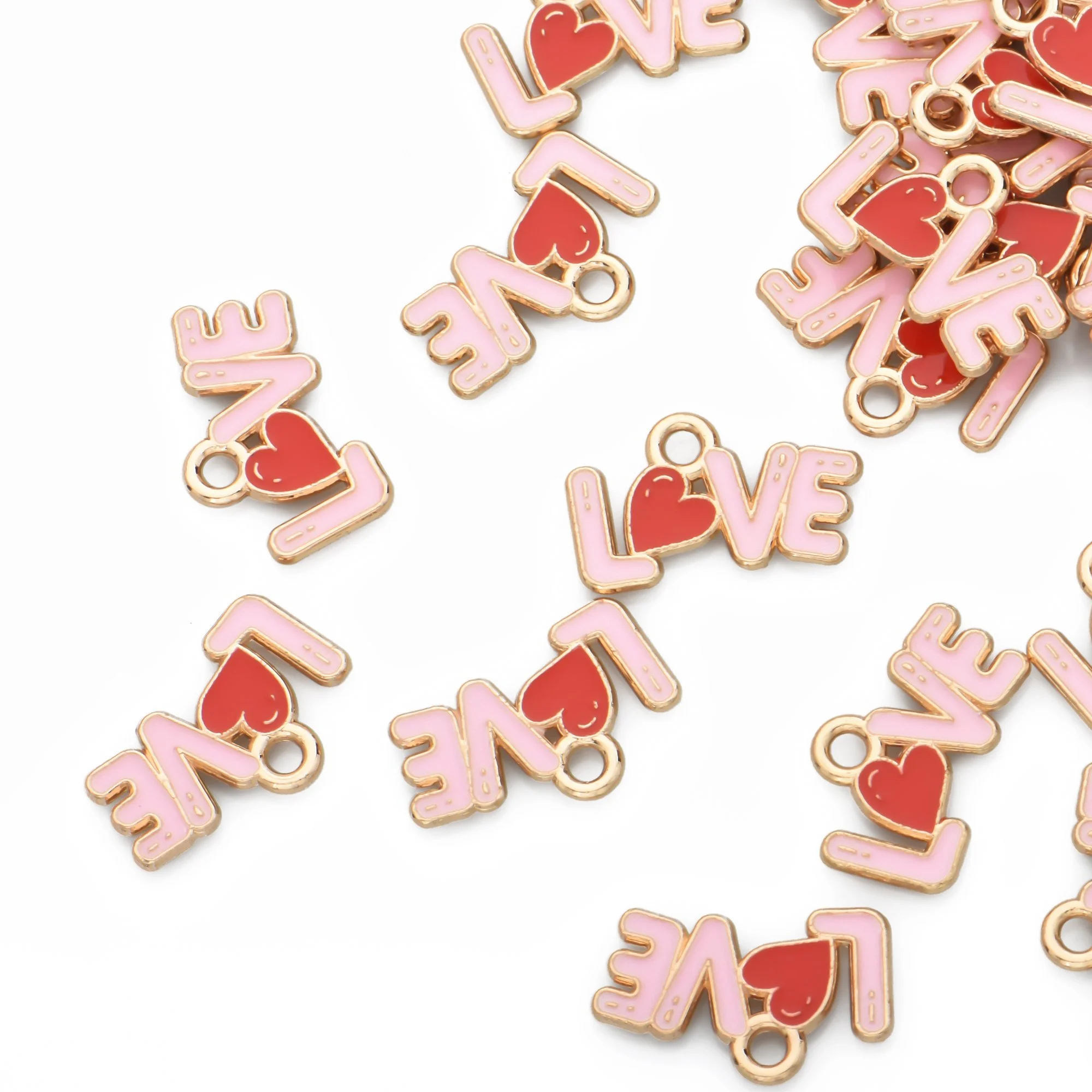 Color Enamel Heart LOVE Charms