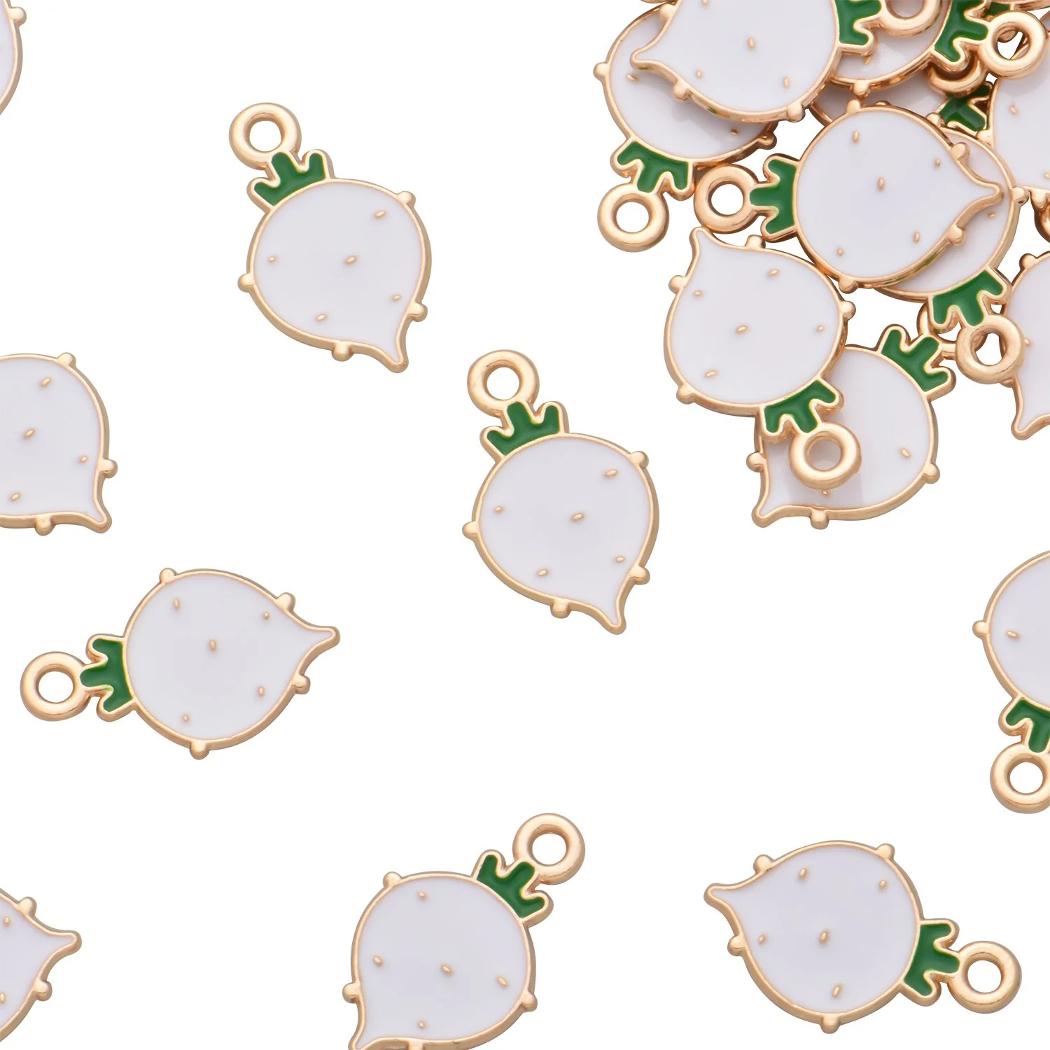 Color Enamel White Globe Radish Charms