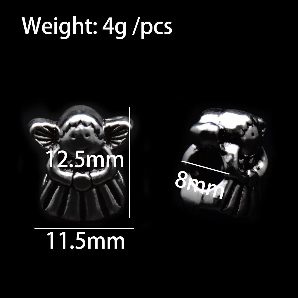 antique Tibetan silver big hole pandora beads with a baby angel shape marked length 11.5mm width 8mm and height 12.5m