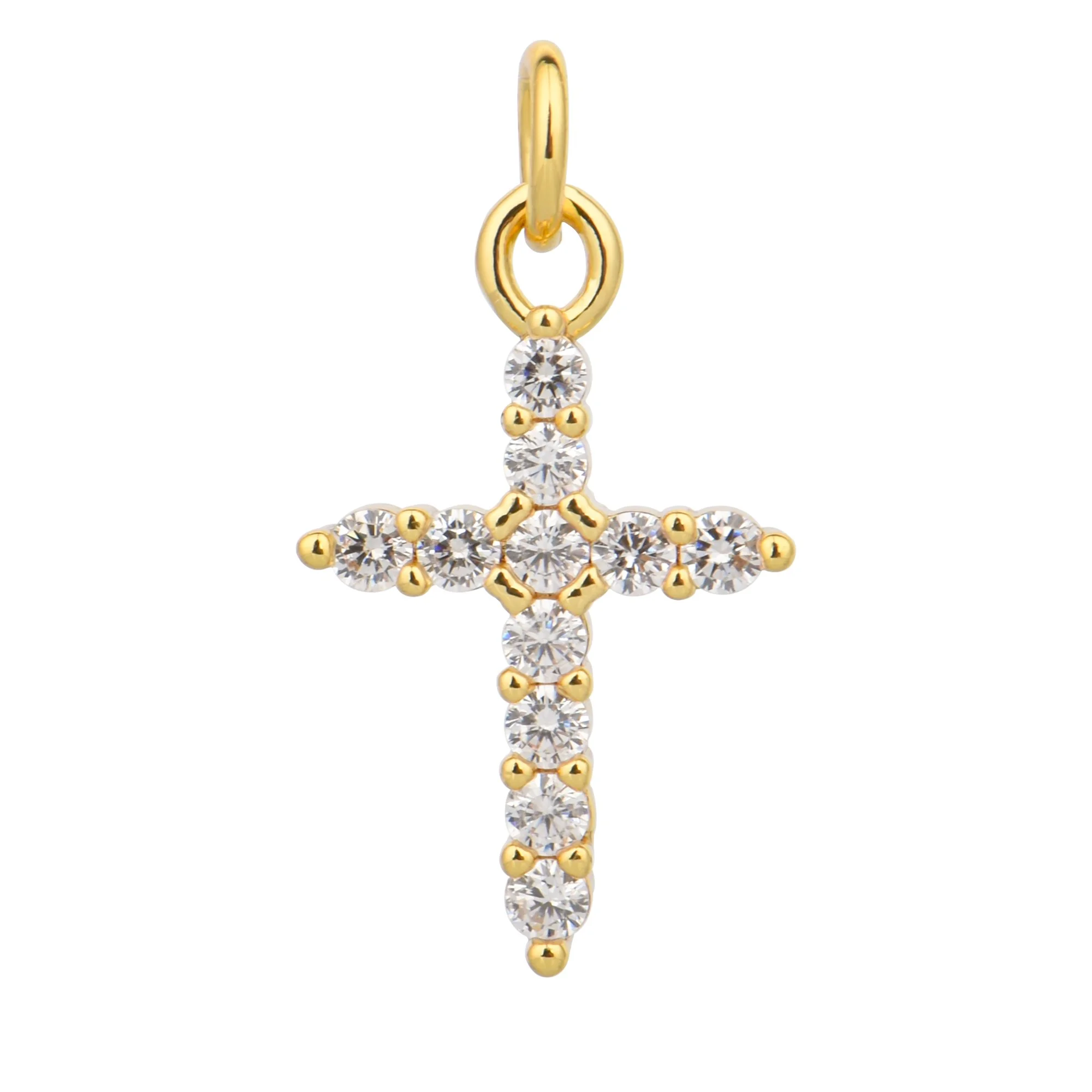 Full CZ Crystal Rimless Simple Cross Charms