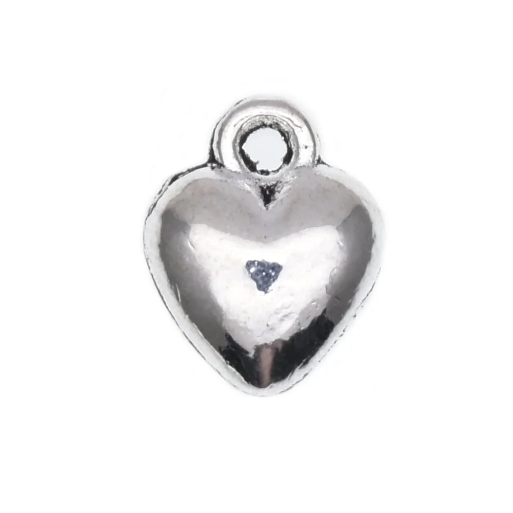 Antique Silver 3D Heart Charms