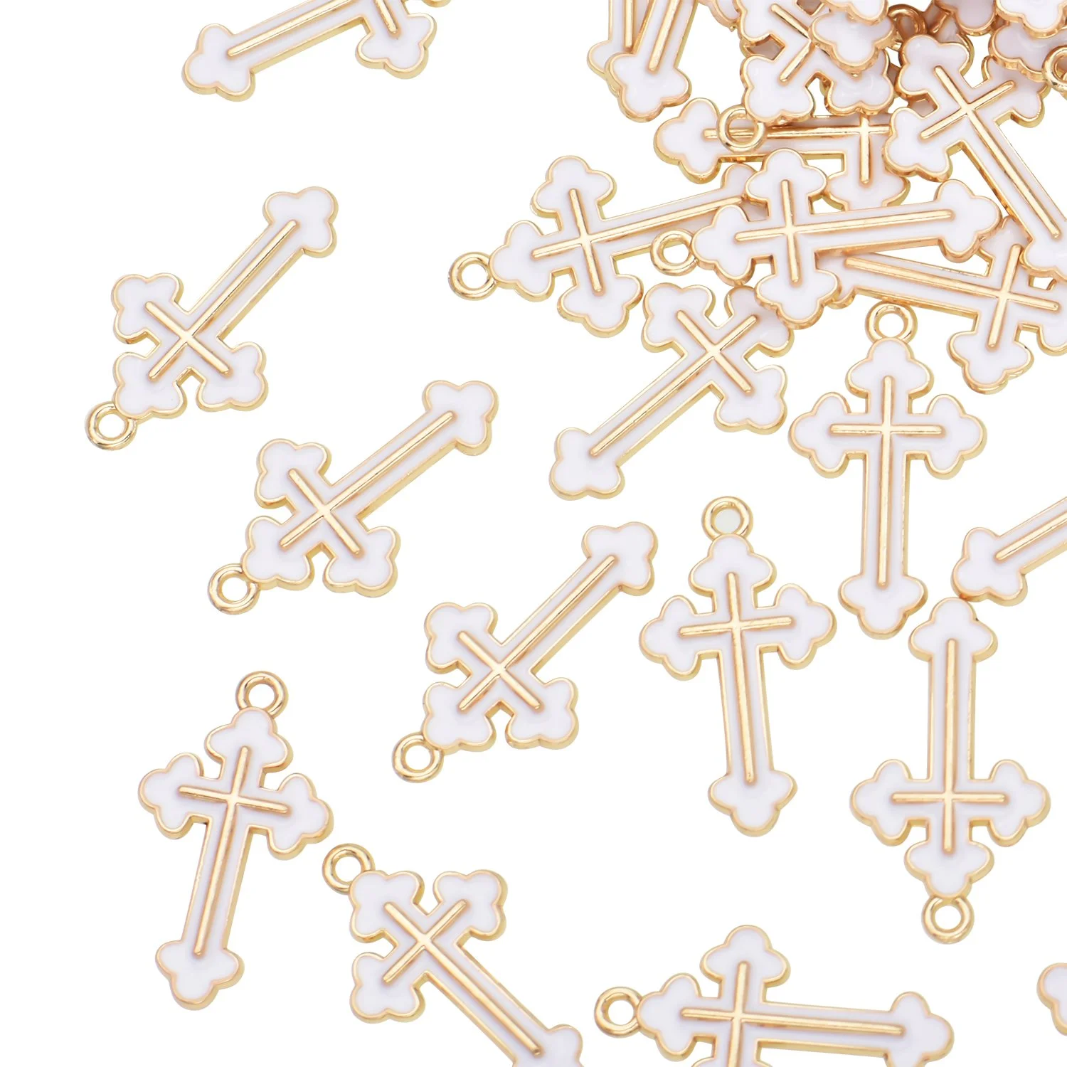 Color Enamel White St Cross Charms