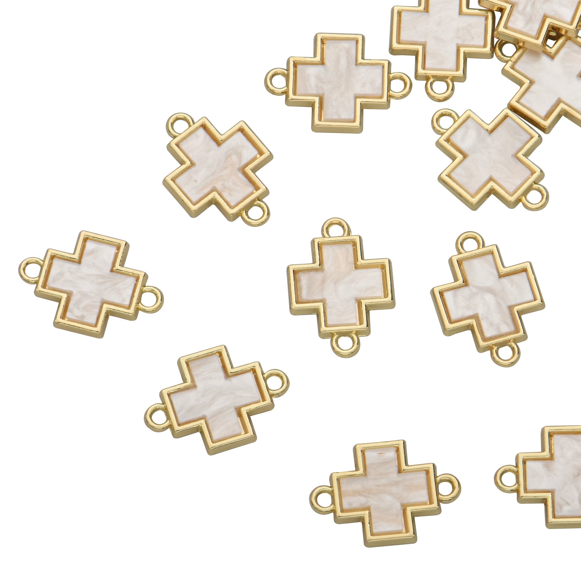Carved Shell Greek Cross Shape Charms