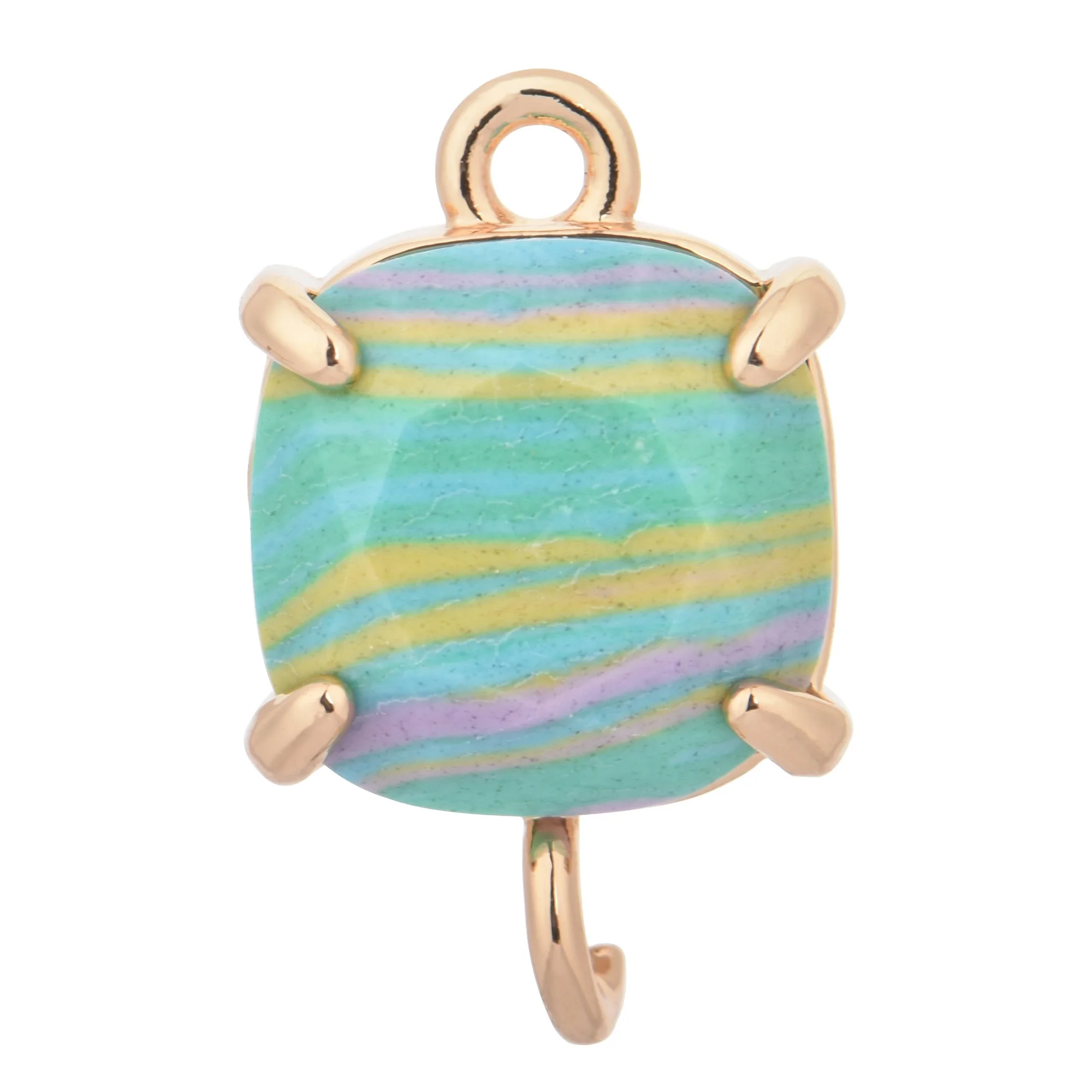 Two Rings Square Gemstone Charms