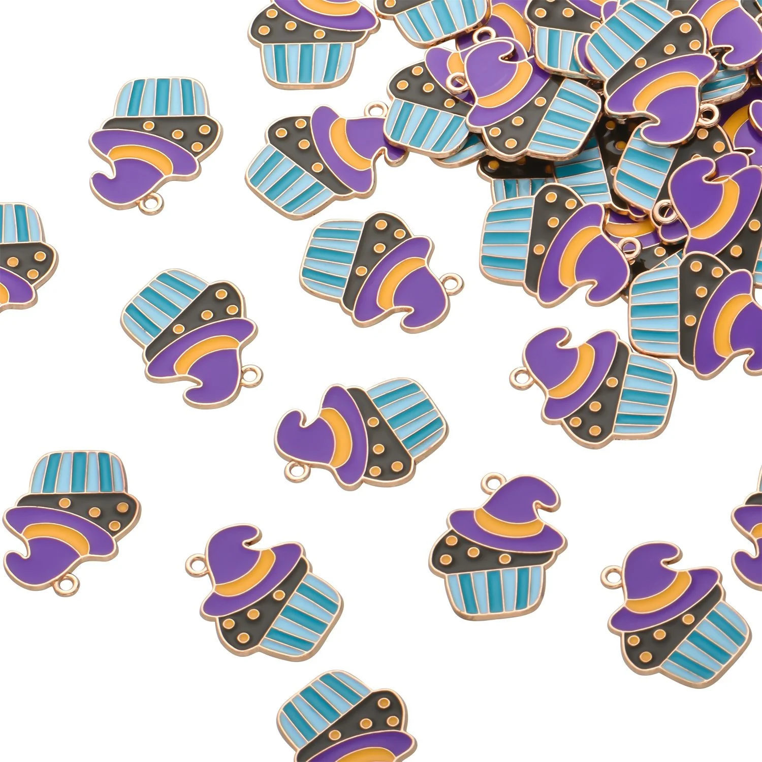 Color Enamel Witch Cup Cake Charms