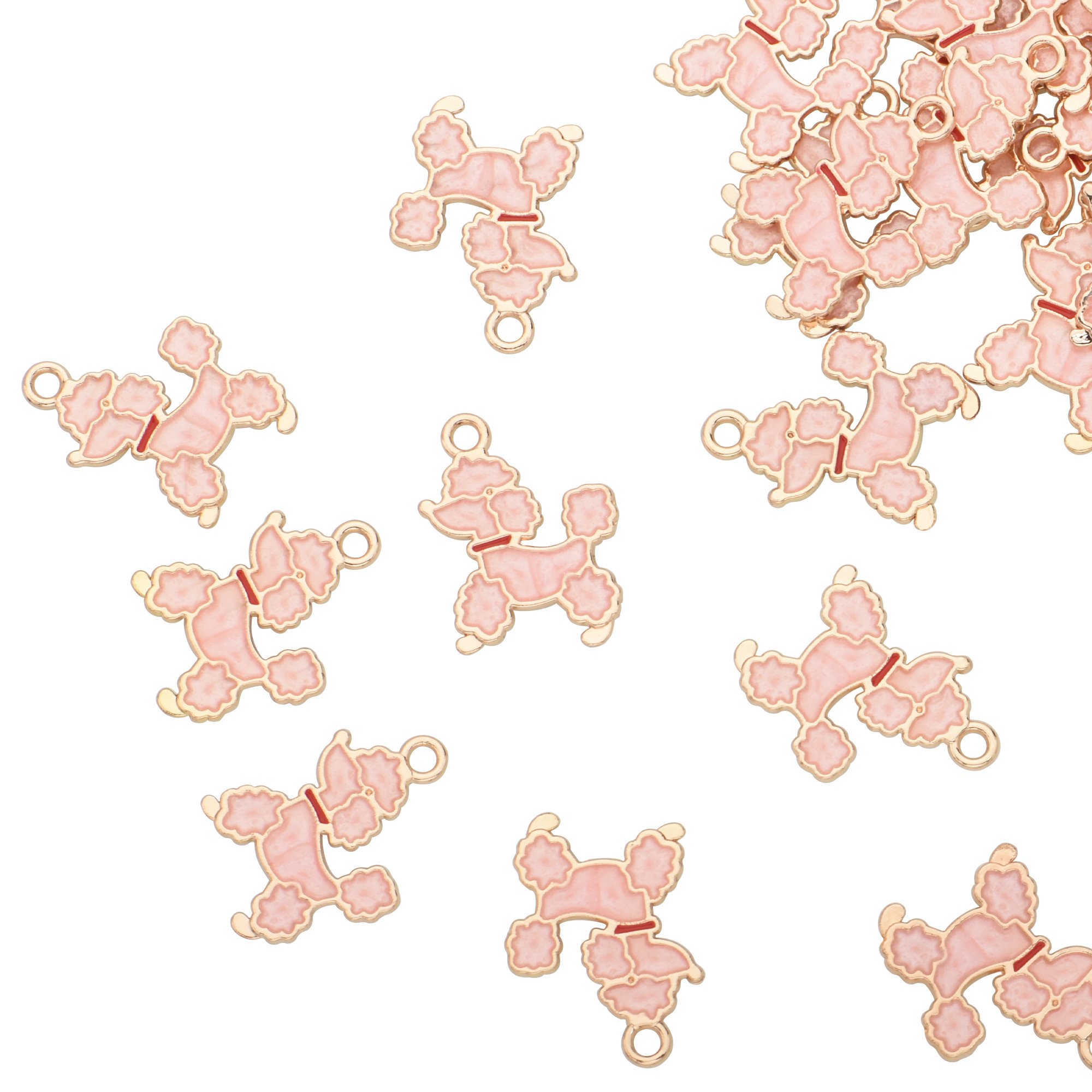Color Enamel Pink Poodle Dog Charms