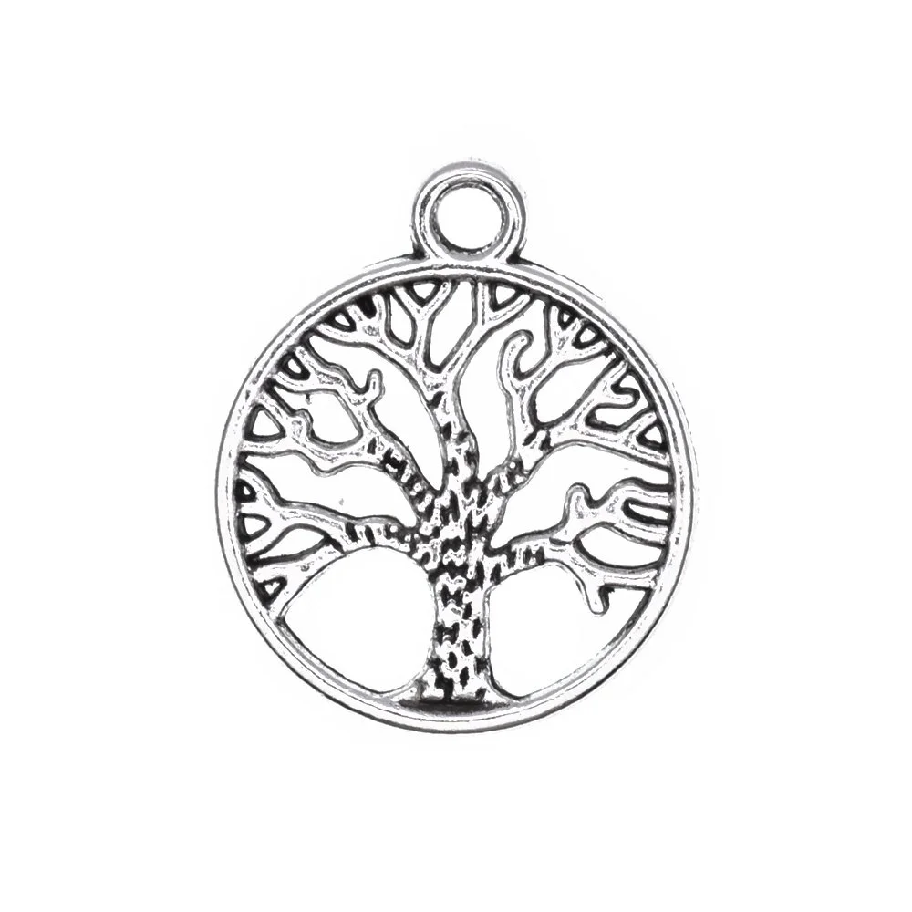 Antique Silver Round Tree of Life Charms
