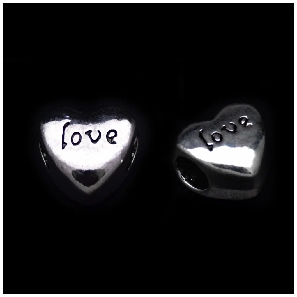 Love Heart Tibetan-style Silver Loose Spacer Beads