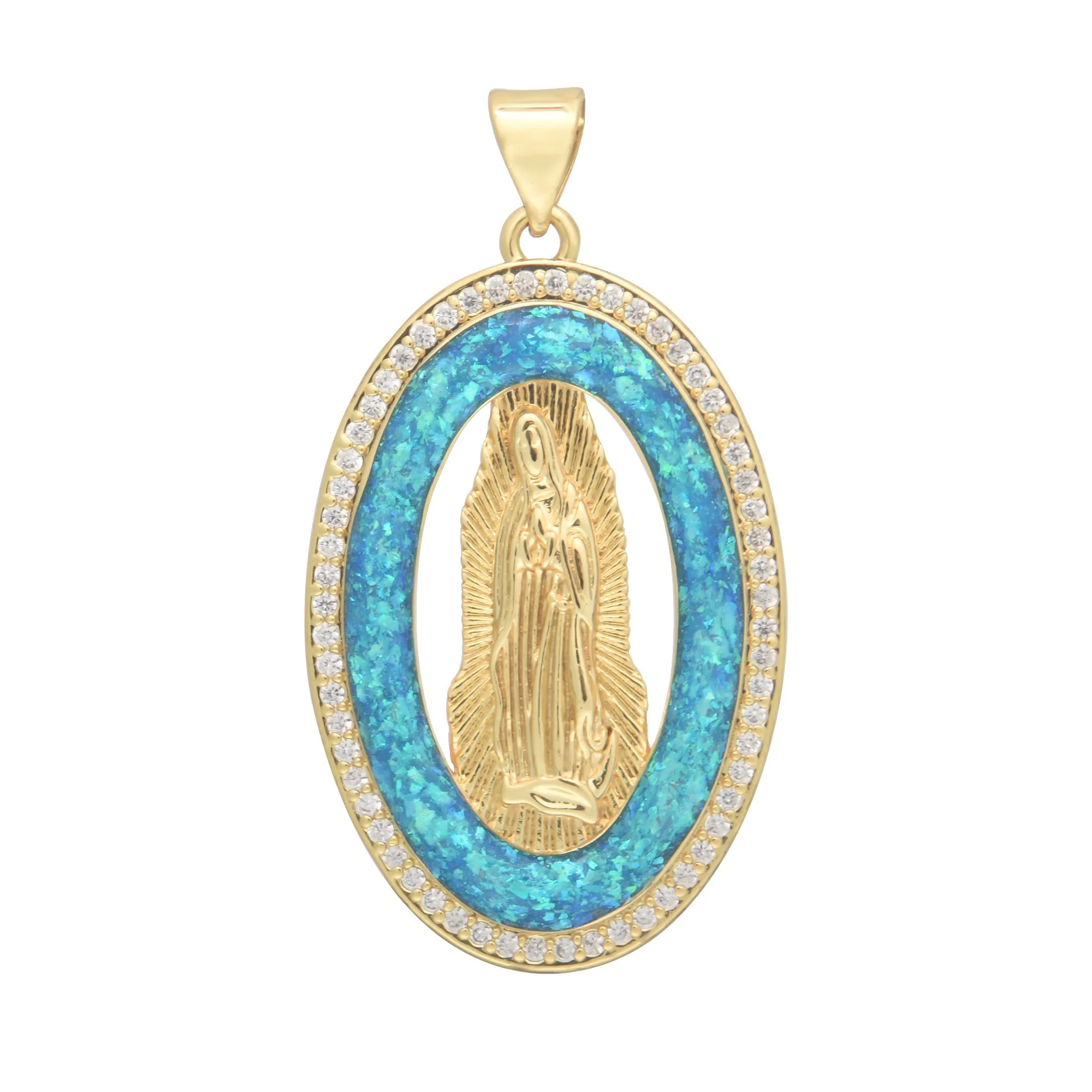 Oval Round Blue Opal Guadalupe Charms