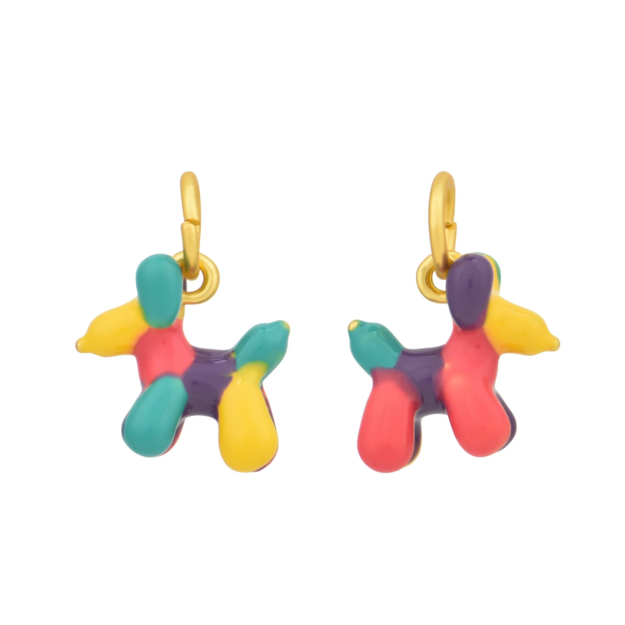3D Color Enamel Balloon Dog Charms