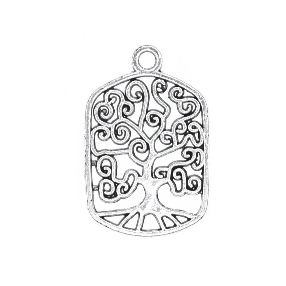 Antique Silver Square Tree of Life Charms