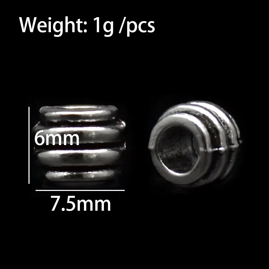 Tibetan silver stripe pattern big hole pandora beads marked length 7.5mm width 7.5mm and height 6mm