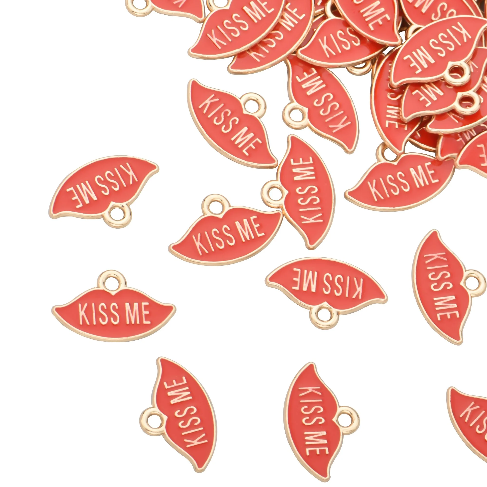 Color Enamel Lip Shape KISS ME Charms