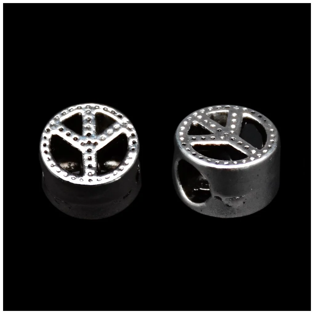 Peace Symbol Tibetan-style Silver Loose Spacer Beads