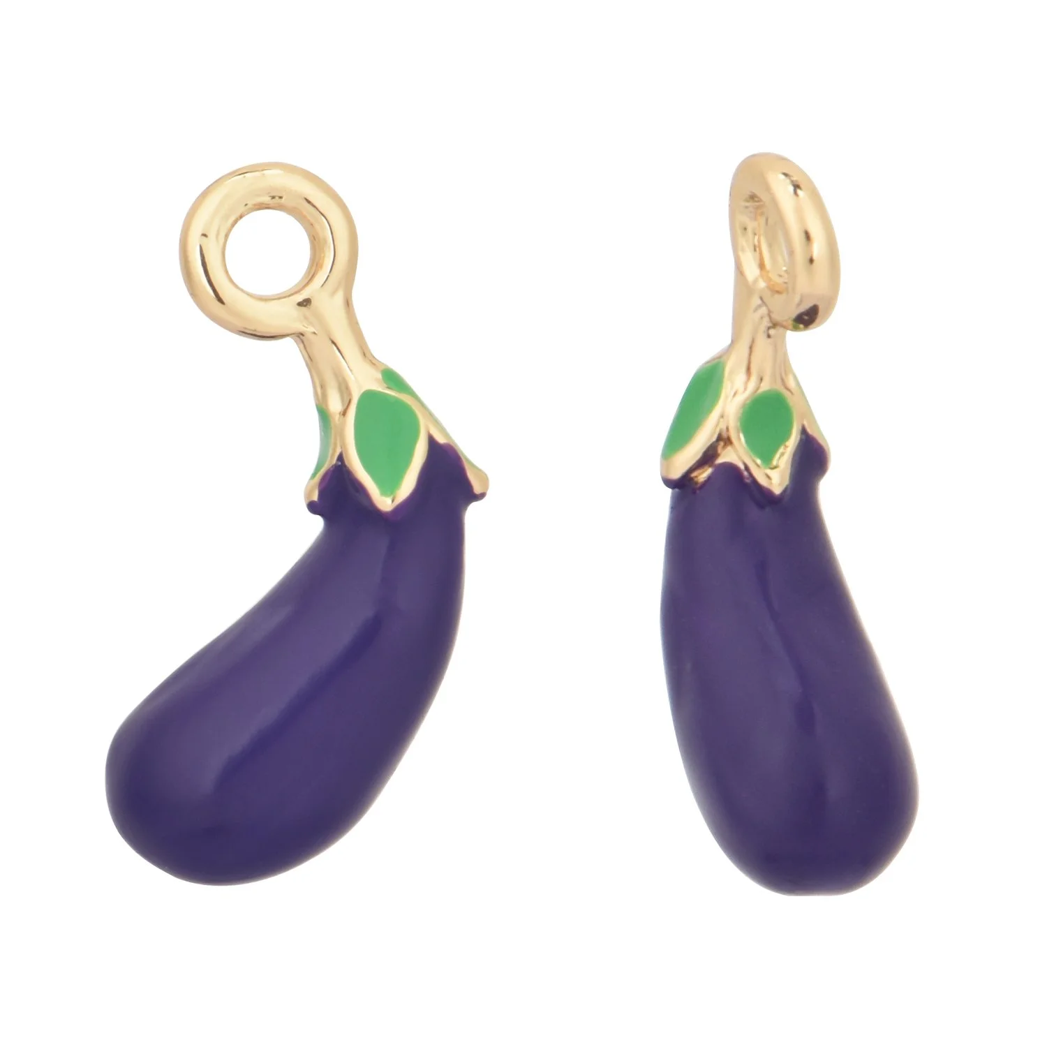 3D Color Enamel Eggplant Charms