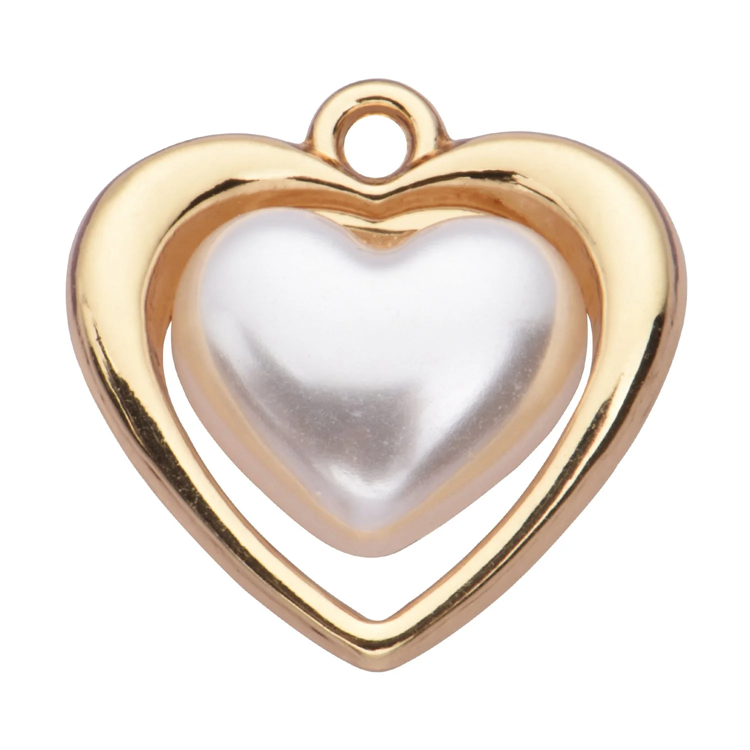 Gold Heart Shape Pearl Charms