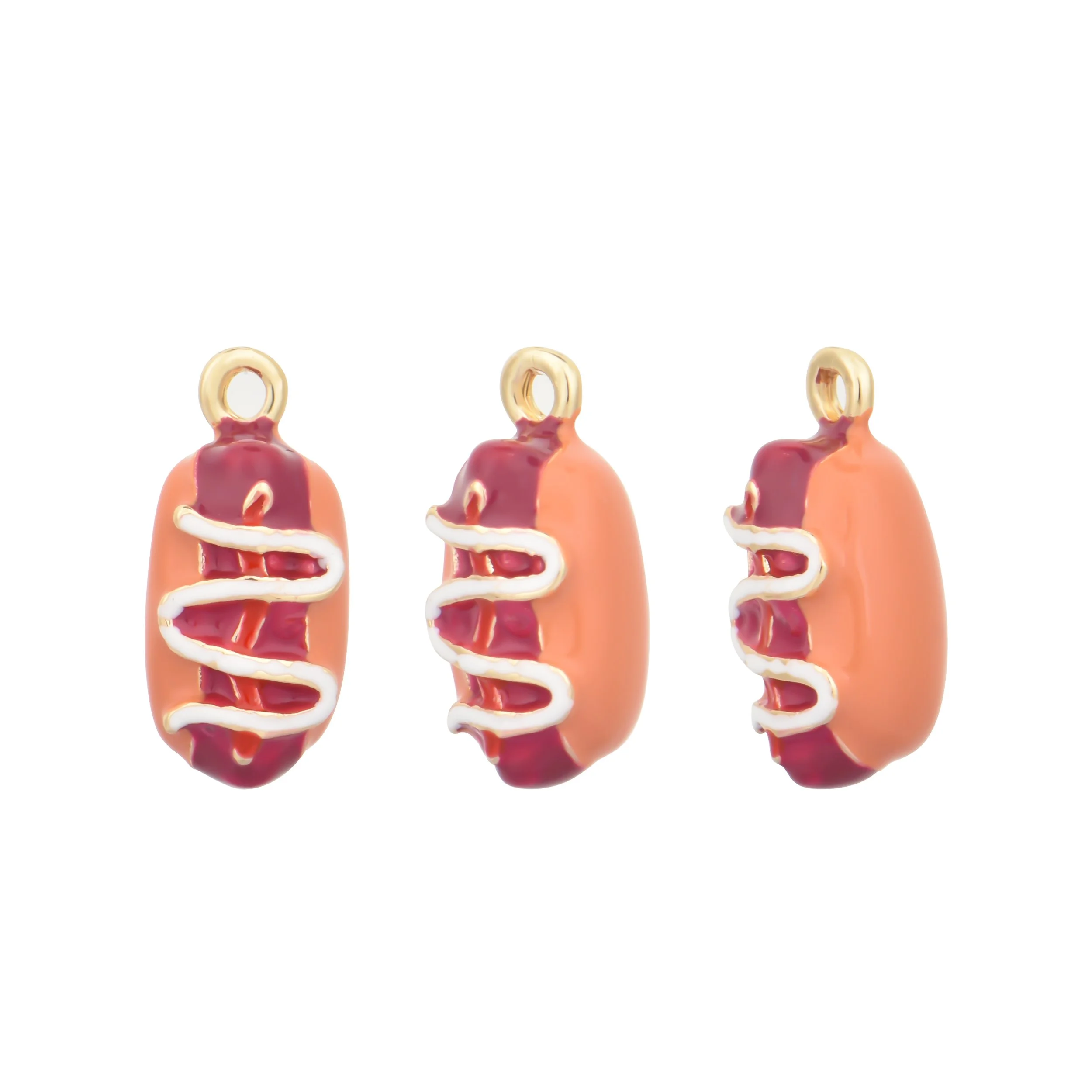 3D Color Enamel Hot Dog Charms