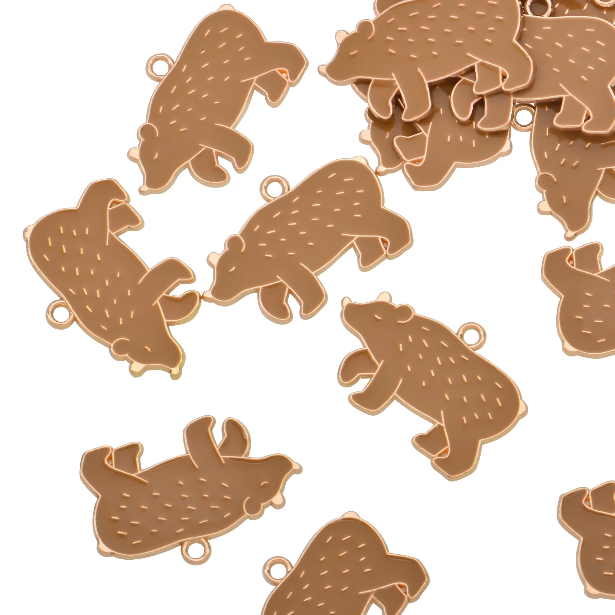 Color Enamel Large Brown Bear Charms