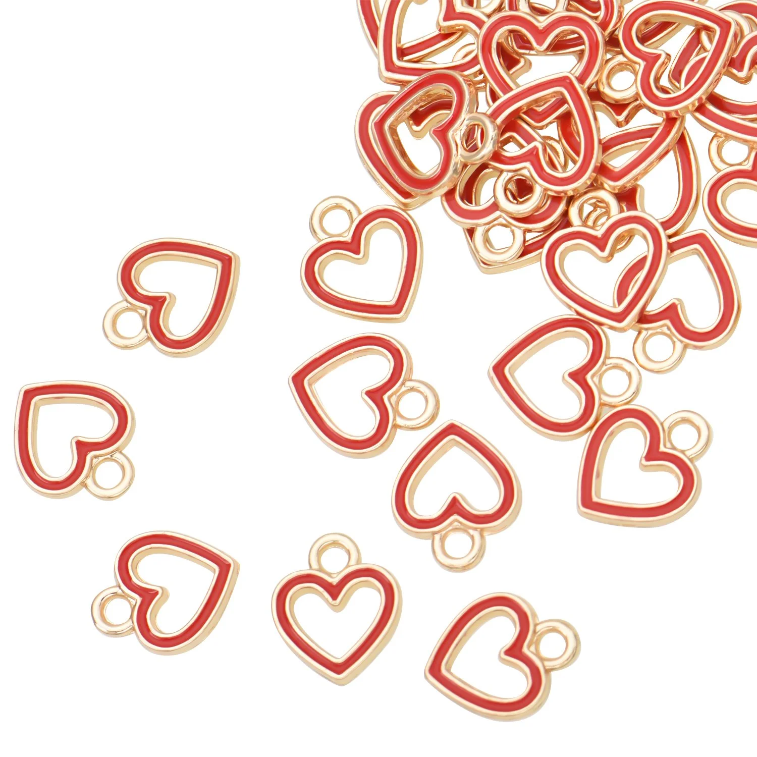 Color Enamel Heart Circle Charms