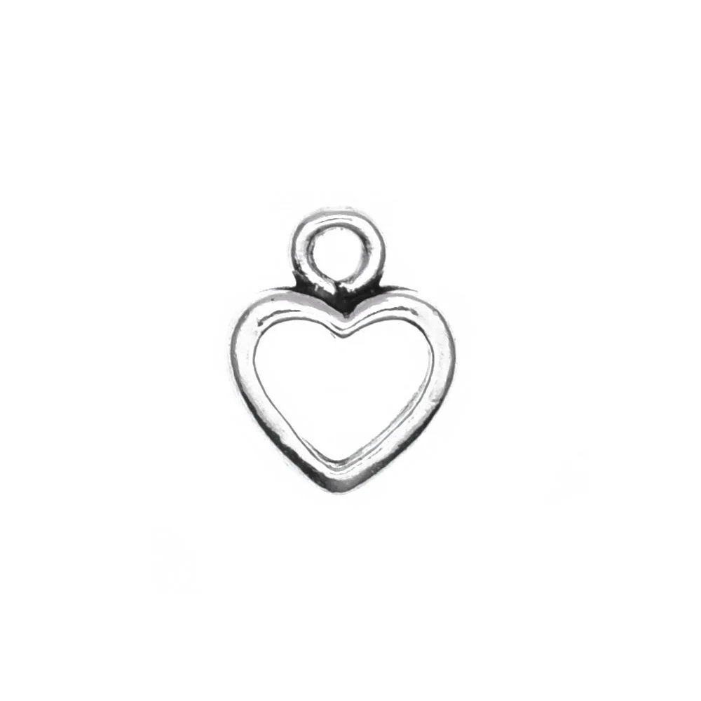 Antique Silver Heart Circle Charms