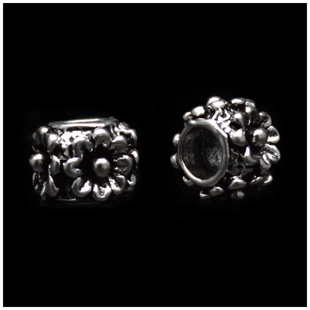 Flowers in 4 Sides Tibetan-style Silver Loose Spacer Beads
