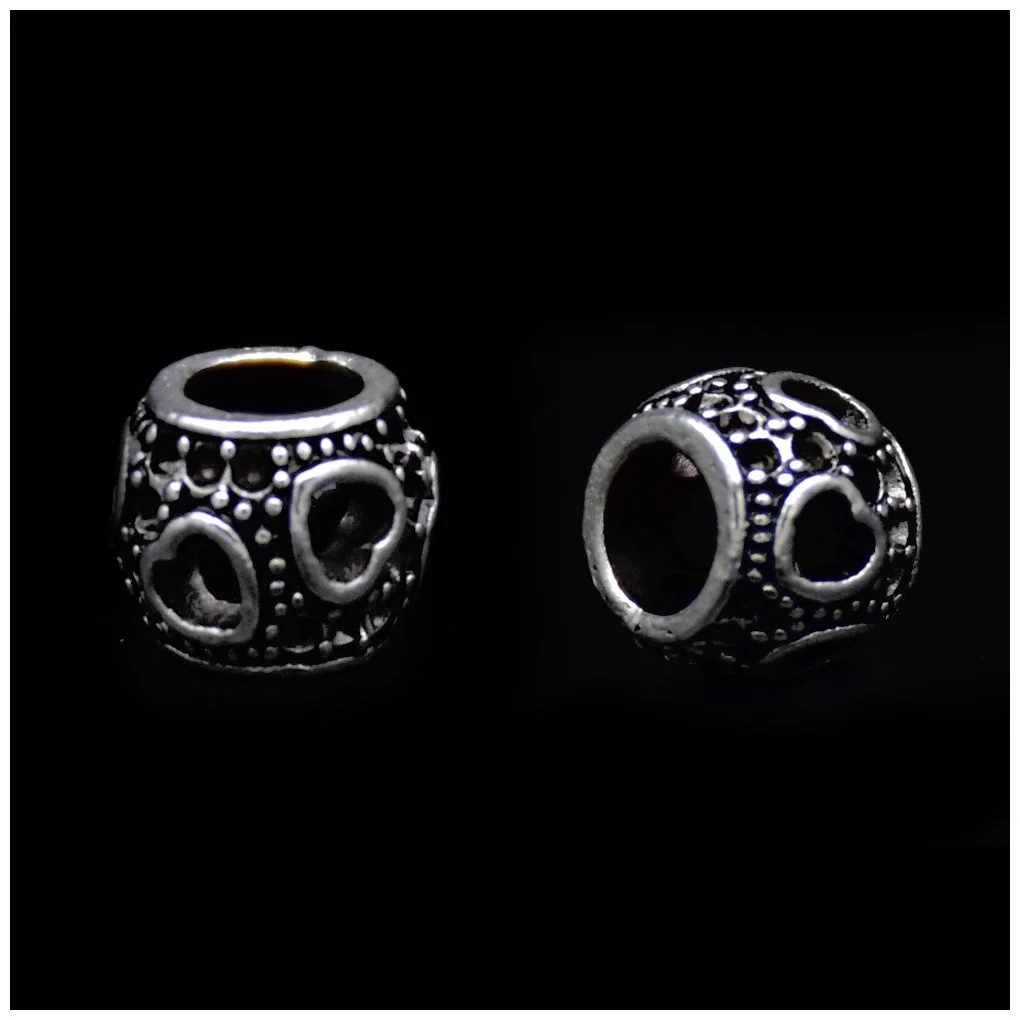 Heart and Dots Tibetan-style Silver Loose Spacer Beads