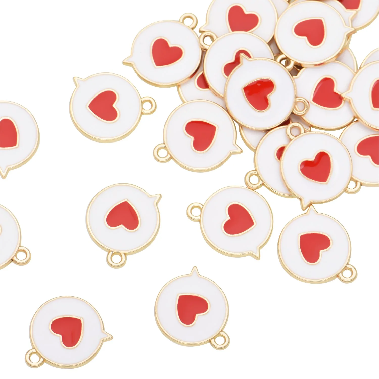 Color Enamel Heart Message Charms